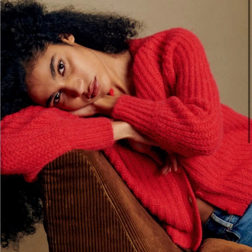 Sezane Emile Cardigan Sweater Red XS - Picture 2 of 7